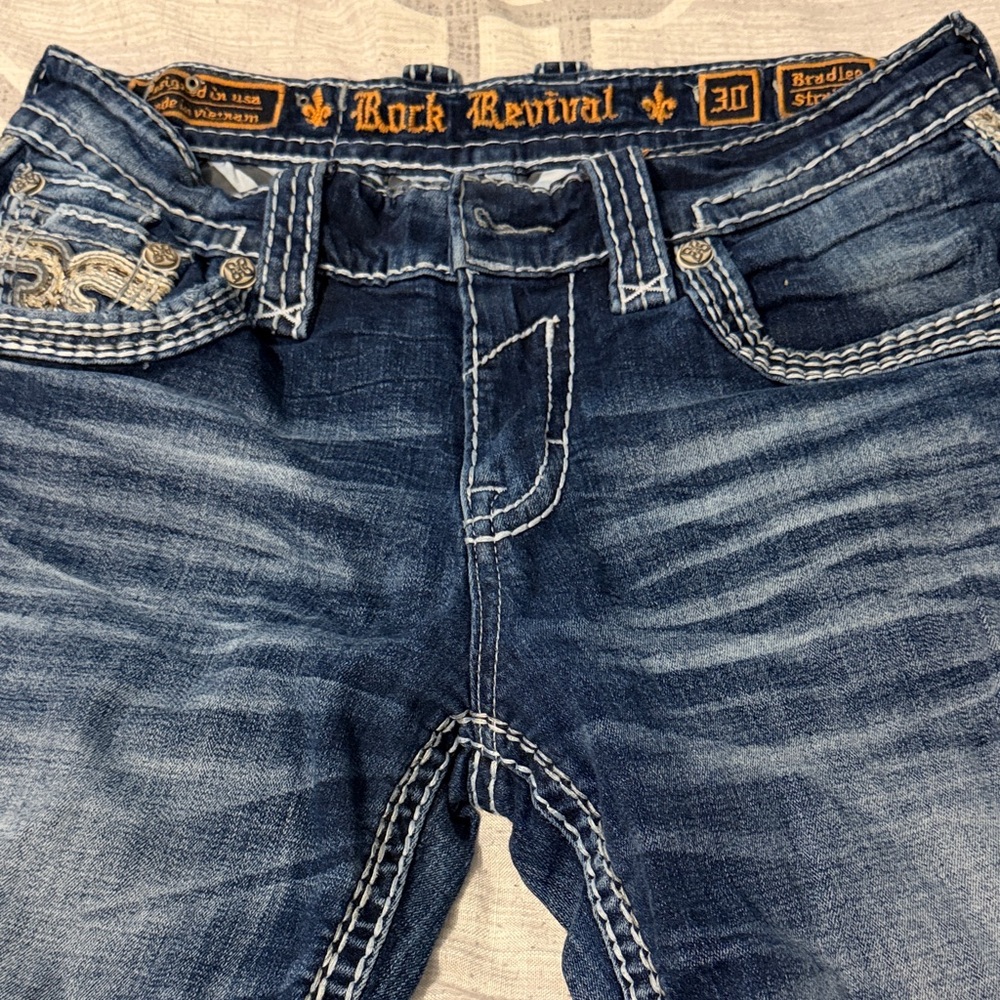 Rock Revival Men’s Indigo Faded Slim Straight Jeans